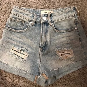Pacsun Distressed Light Wash Mom Short